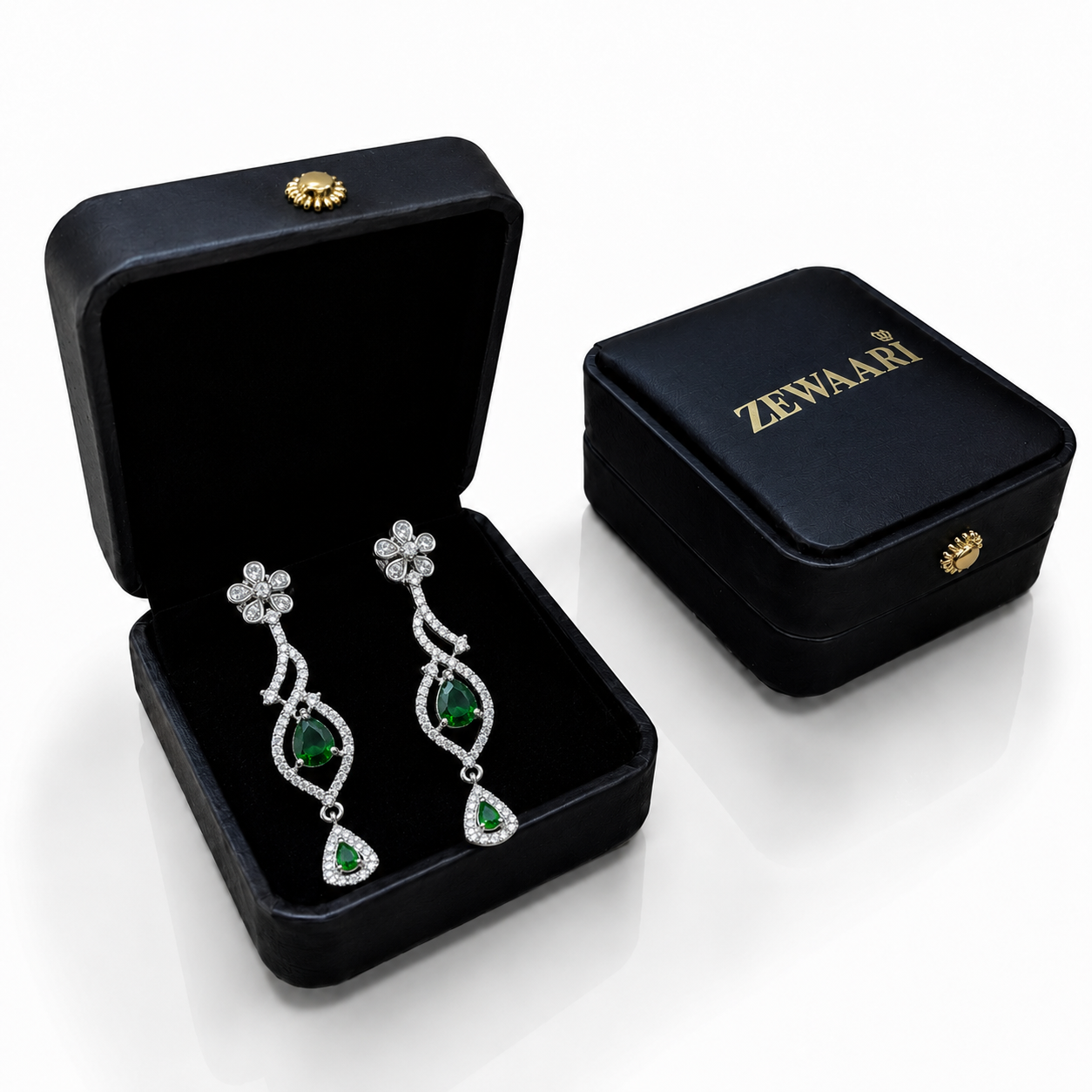 Celestia One Karat Earrings — Emerald Green