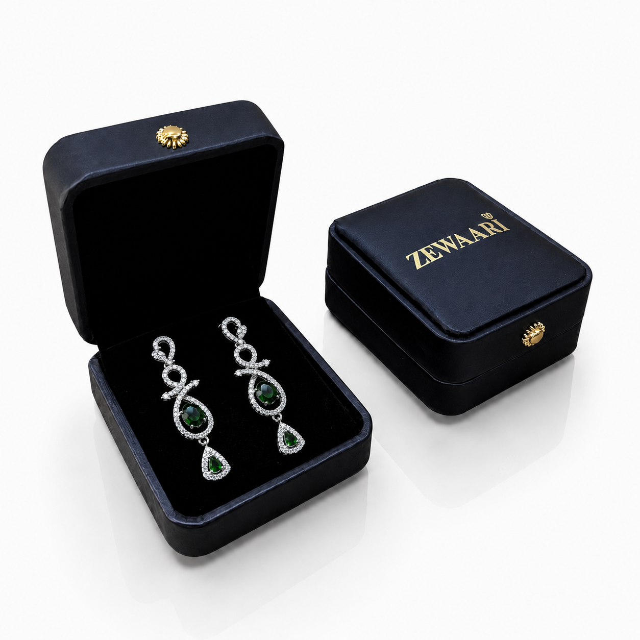 Celestia One Karat Earrings — Emerald Green