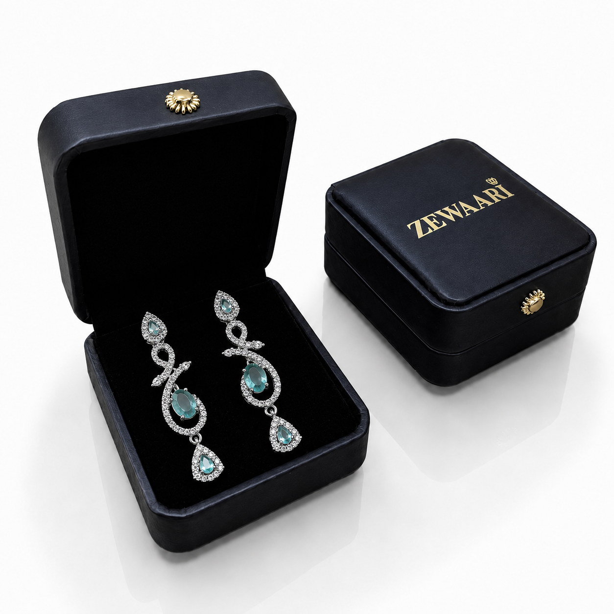 Celestia One Karat Earrings — Aqua Mint