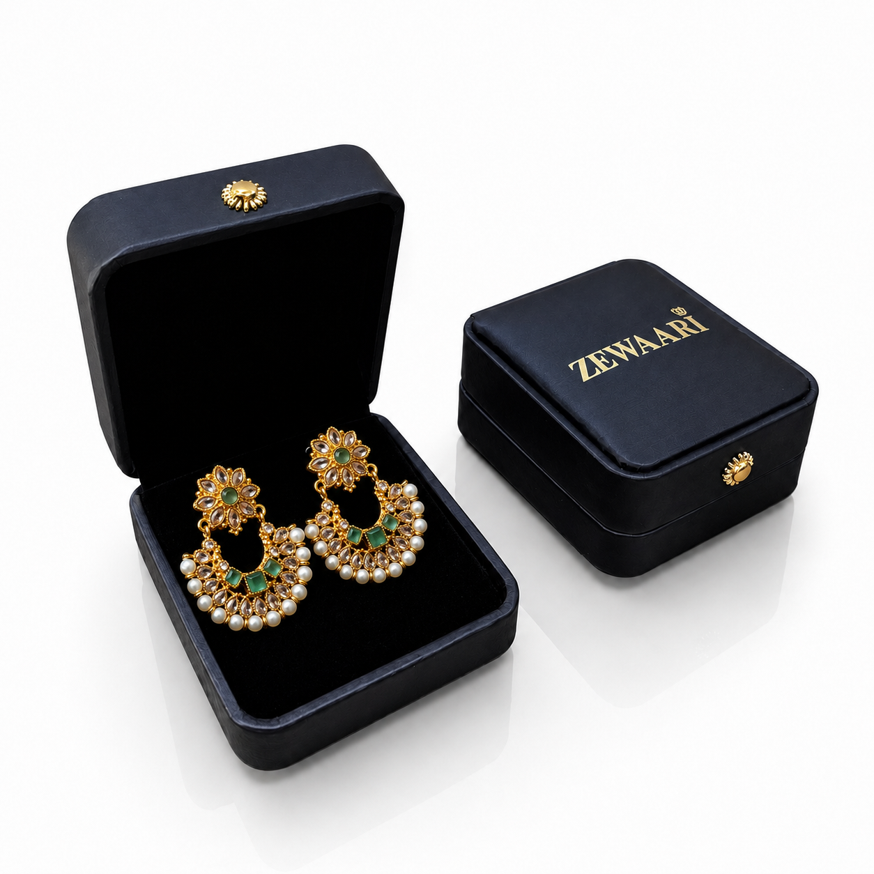 Chandbali Pearl Gold-Plated Earrings — Mint