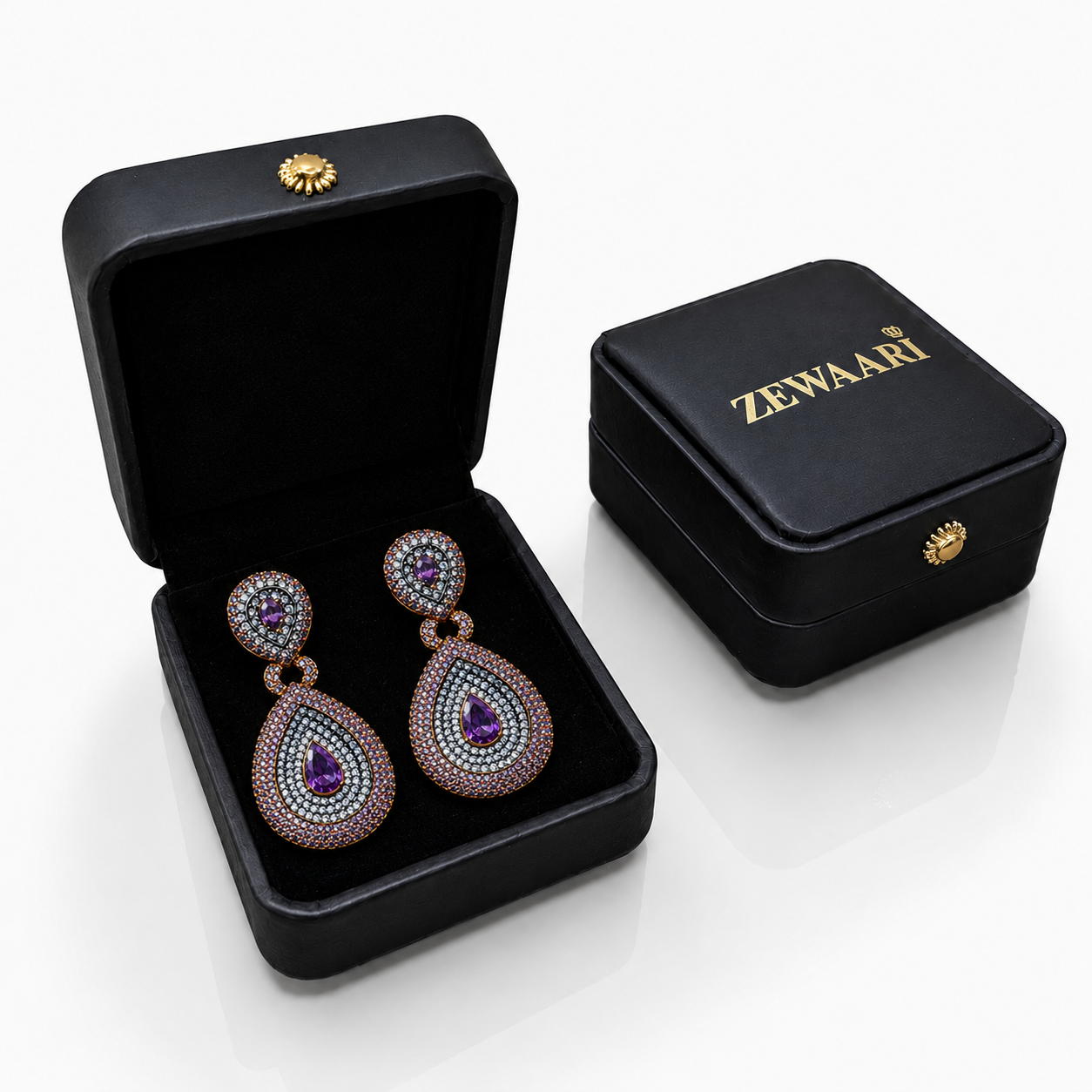 Velora Amethyst Crystal Gold-Plated Earrings - Pink