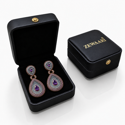 Velora Amethyst Crystal Gold-Plated Earrings - Pink