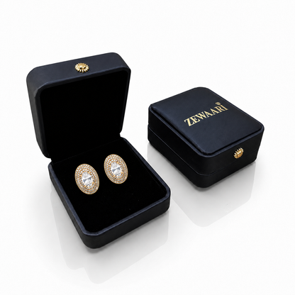 Serena Oval Crystal Gold-Plated Stud Earrings