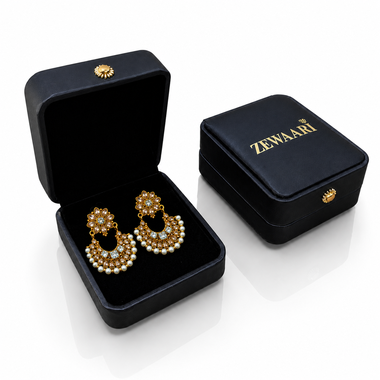 Chandbali Pearl Gold-Plated Earrings — Ivory
