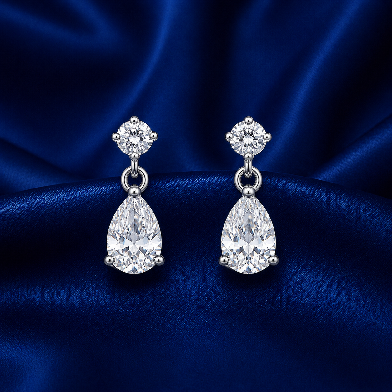 Aurelle Zircon Drop Rhodium-Plated Earrings