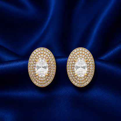 Serena Oval Crystal Gold-Plated Stud Earrings