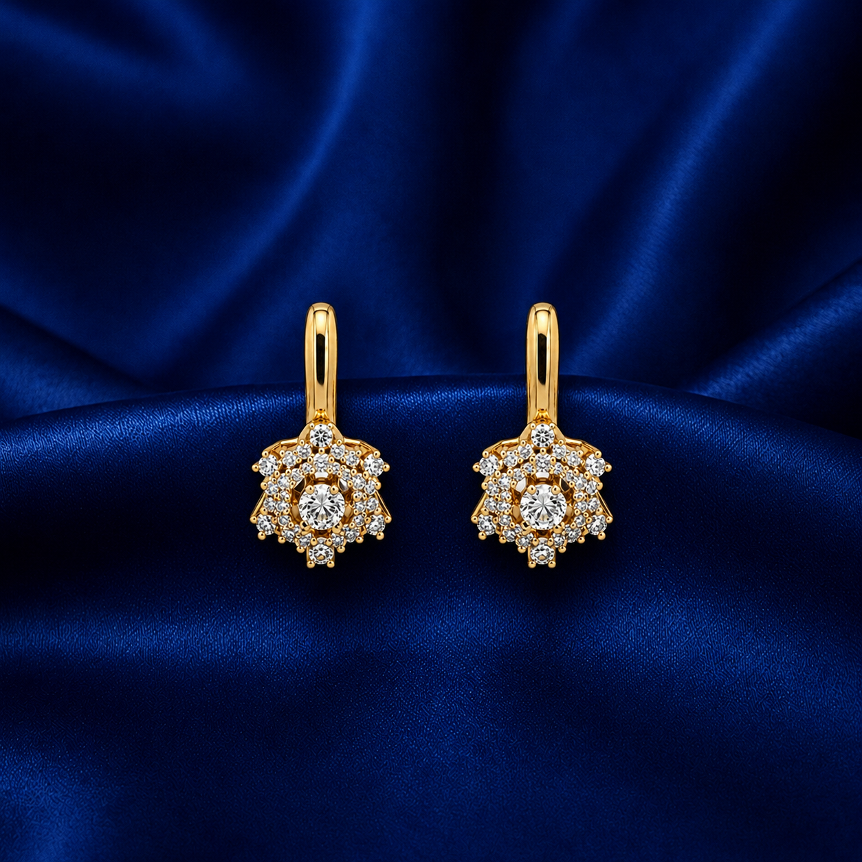 Elara Crystal Crown Gold-Plated Bali Earrings