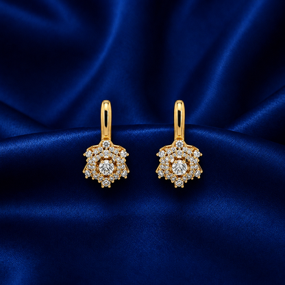 Elara Crystal Crown Gold-Plated Bali Earrings