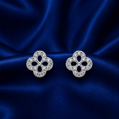 Flora Crystal Rhodium-Plated Stud Earrings