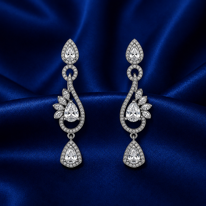 Celestia One Karat Earrings — Crystal White