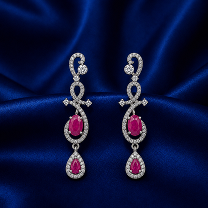 Celestia One Karat Earrings — Ruby Pink