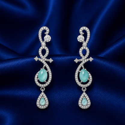 Celestia One Karat Earrings — Aqua Mint