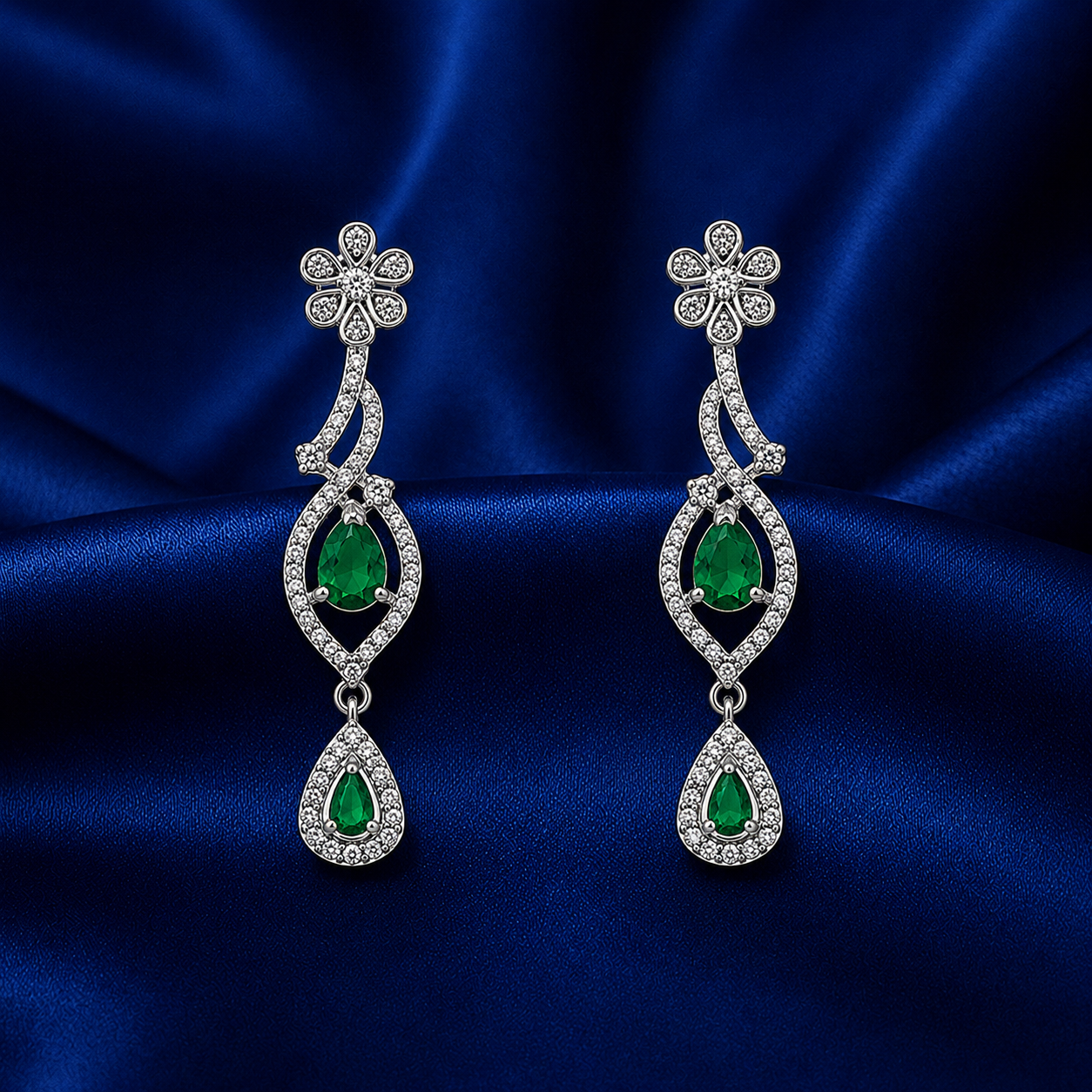 Celestia One Karat Earrings — Emerald Green