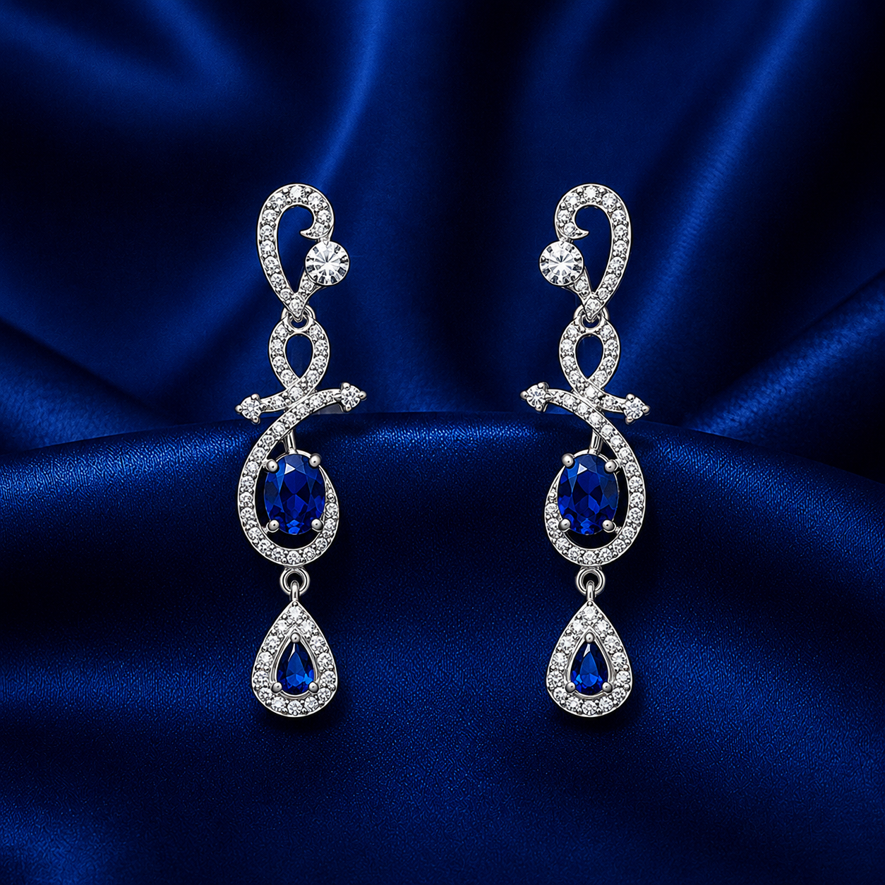Celestia One Karat Earrings — Sapphire Blue