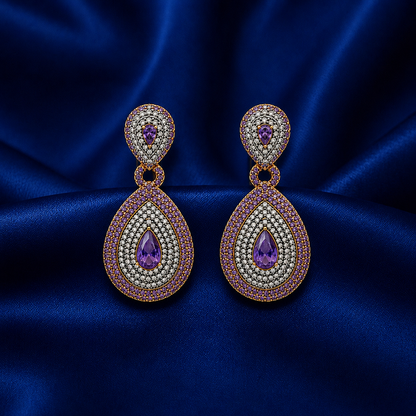 Velora Amethyst Crystal Gold-Plated Earrings - Pink