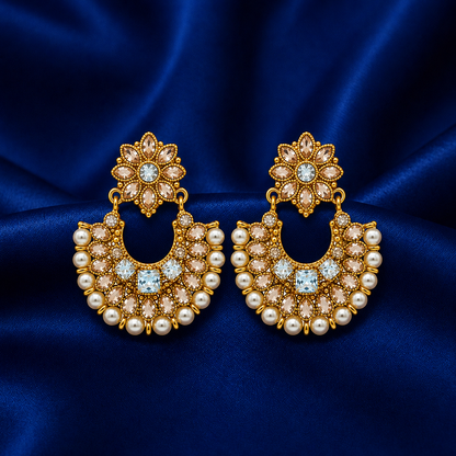Chandbali Pearl Gold-Plated Earrings — Ivory