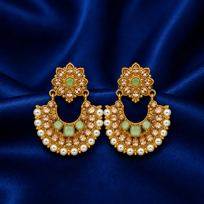 Chandbali Pearl Gold-Plated Earrings — Mint