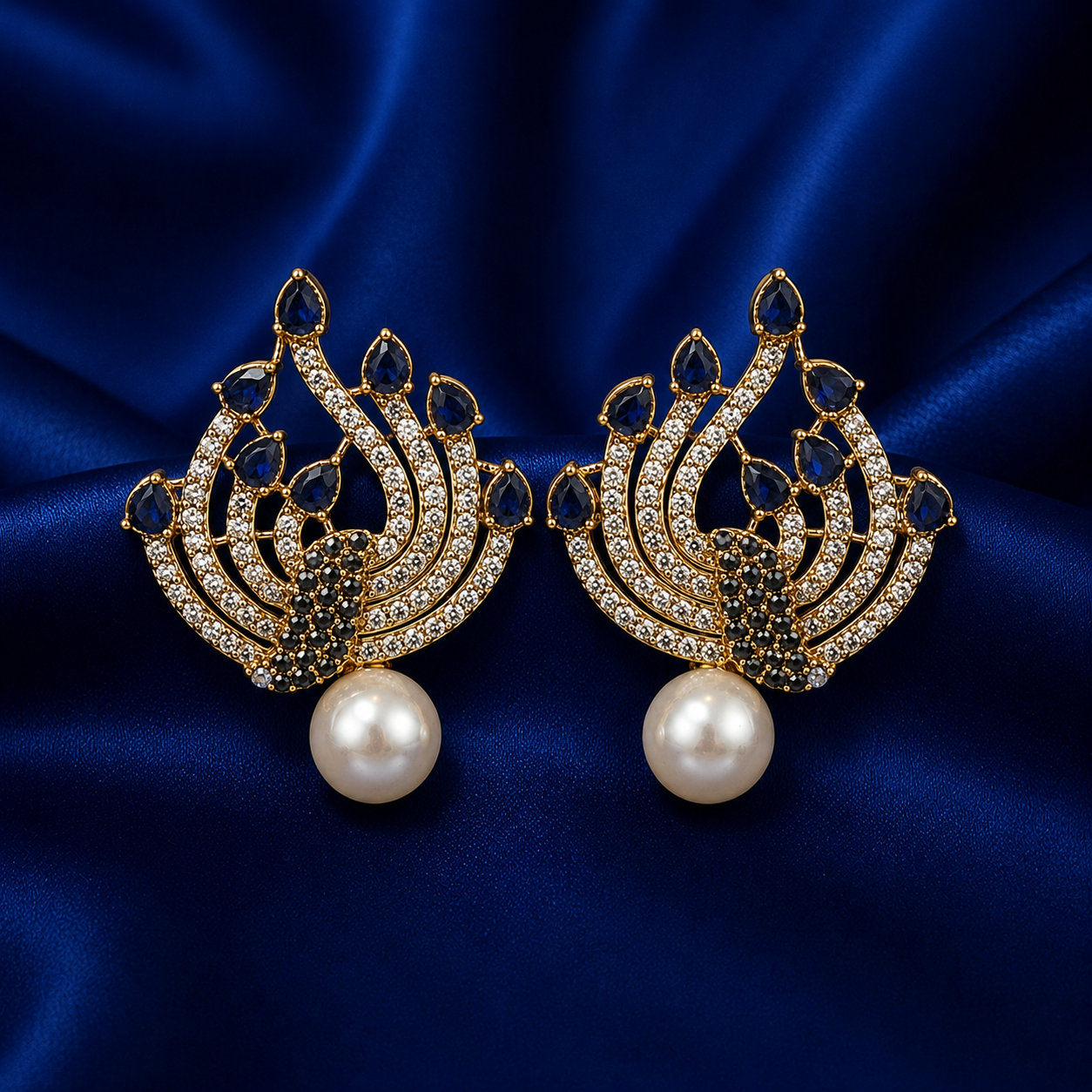 Royal Pearl Designer Tops — Navy Blue