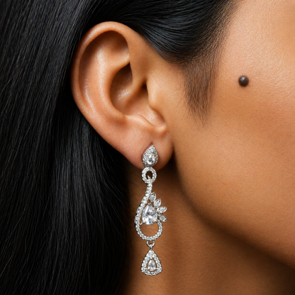 Celestia One Karat Earrings — Crystal White