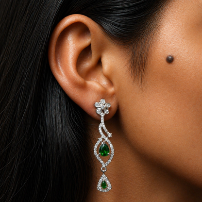 Celestia One Karat Earrings — Emerald Green