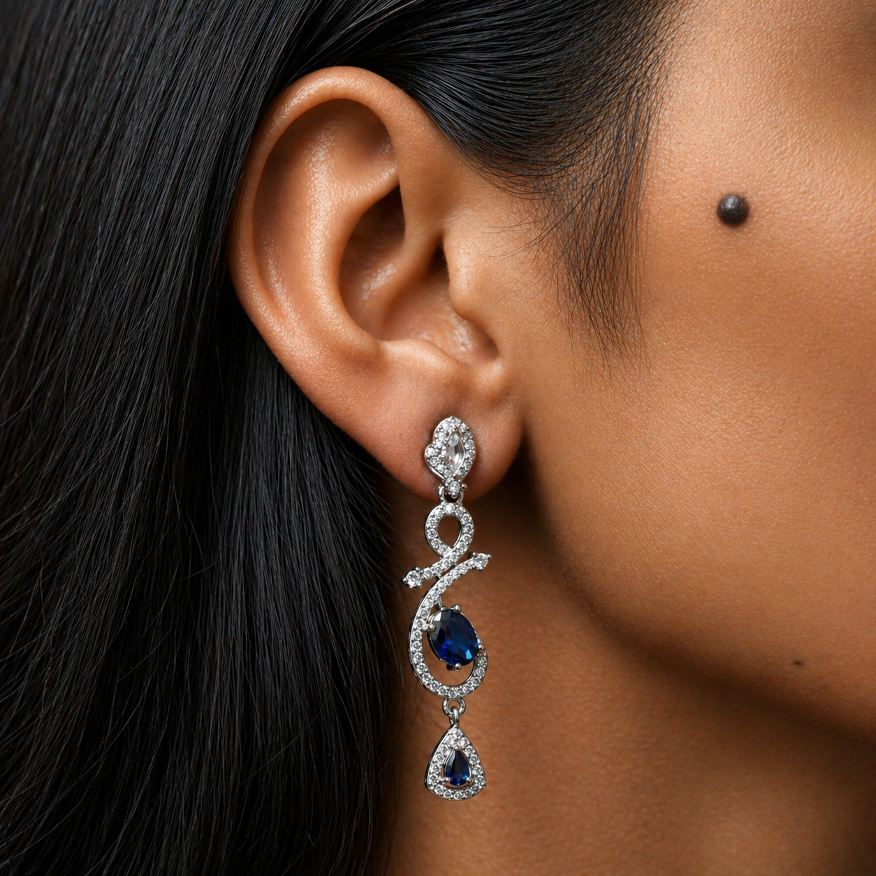 Celestia One Karat Earrings — Sapphire Blue