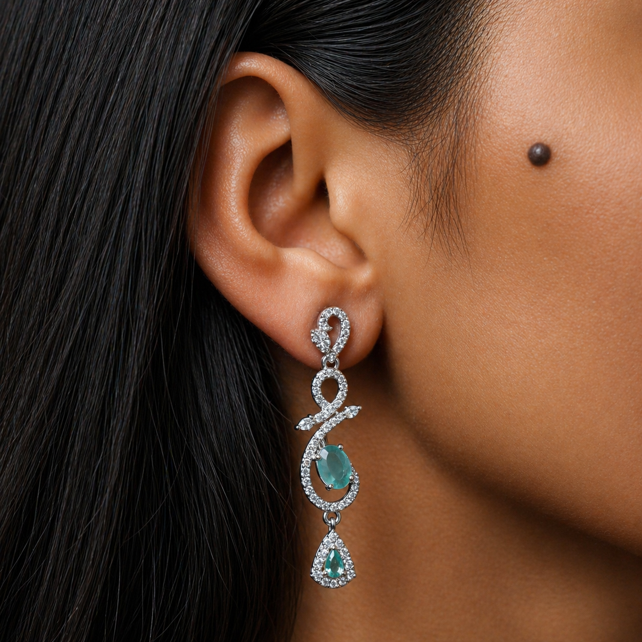 Celestia One Karat Earrings — Aqua Mint