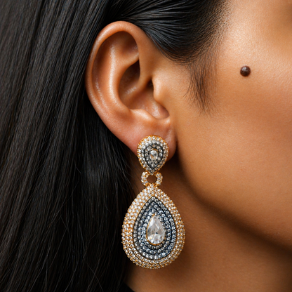 Velora Ivory Crystal Gold-Plated Earrings - White