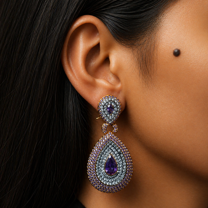 Velora Amethyst Crystal Gold-Plated Earrings - Pink