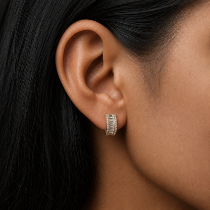Aurelia Baguette Bali Earrings — Crystal White